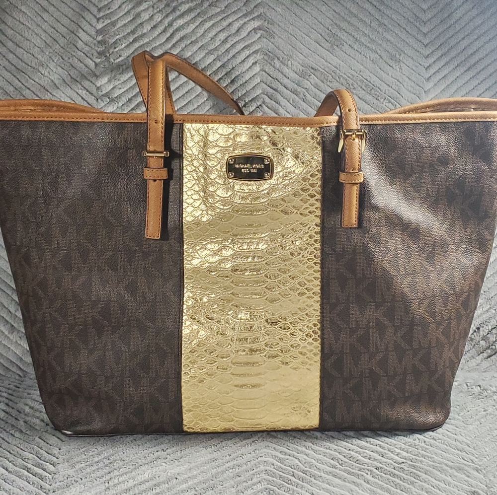 Large MICHAEL KORS Jet Set Tote Bag Purse Signatur